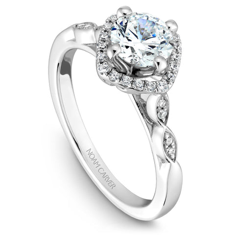 Noam Carver White Gold Square Halo Diamond Engagement Ring Setting (0.15 CTW)