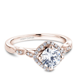 Noam Carver Rose Gold Square Halo Diamond Engagement Ring (0.15 CTW)