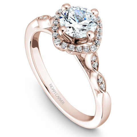 Noam Carver Rose Gold Square Halo Diamond Engagement Ring Setting (0.15 CTW)