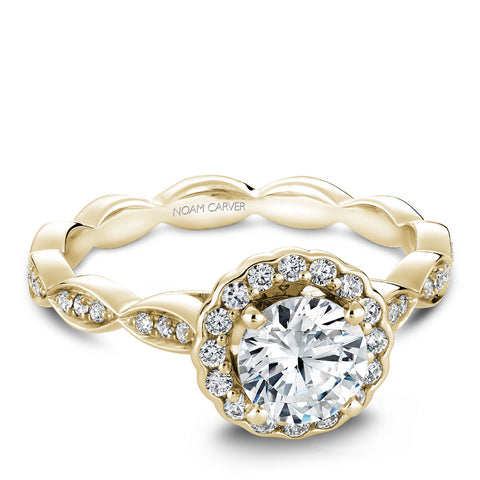 Noam Carver Yellow Gold Halo Diamond Engagement Ring Setting (0.27 CTW)