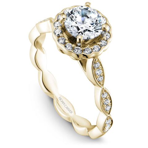 Noam Carver Yellow Gold Halo Diamond Engagement Ring Setting (0.27 CTW)