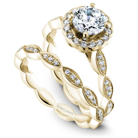 Noam Carver Yellow Gold Halo Diamond Engagement Ring Setting (0.27 CTW)