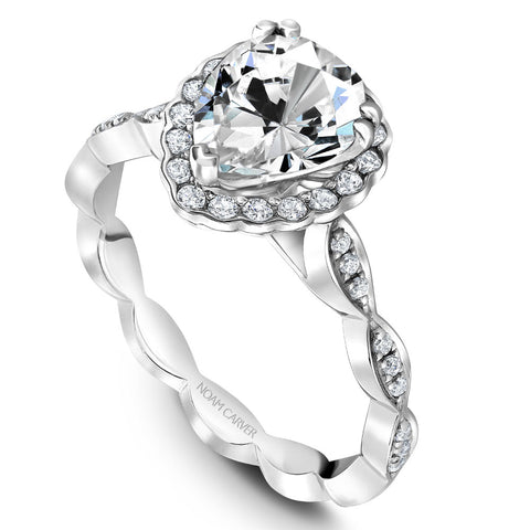 Noam Carver White Gold Halo Pear Shaped Diamond Engagement Ring Setting (0.29 CTW)