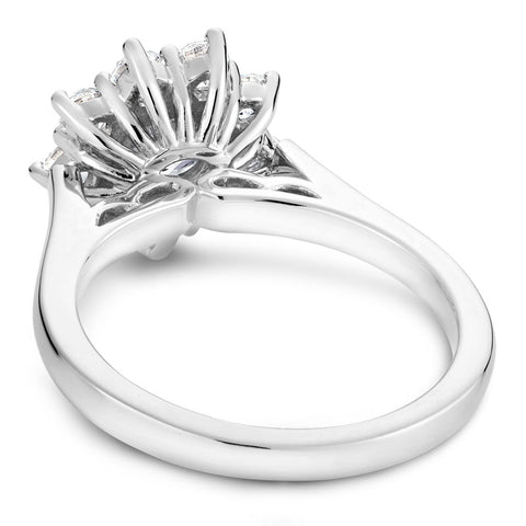 Noam Carver White Gold Shared Prong Floral Halo Engagement Ring Setting (0.93 CTW)