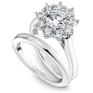 Noam Carver White Gold Shared Prong Floral Halo Engagement Ring (0.93 CTW)