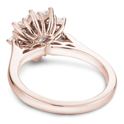 Noam Carver Rose Gold Shared Prong Floral Halo Engagement Ring Setting (0.93 CTW)