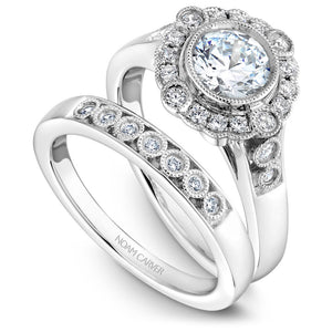 Noam Carver White Gold Bezel Set Halo Engagement Ring with Milgrain (0.27 CTW)
