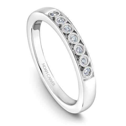 Noam Carver White Gold Bezel Set Halo Engagement Ring Setting with Milgrain (0.27 CTW)