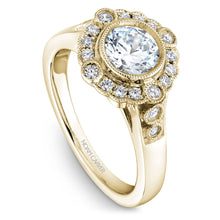 Load image into Gallery viewer, Noam Carver Yellow Gold Bezel Set Halo Engagement Ring with Milgrain (0.27 CTW)