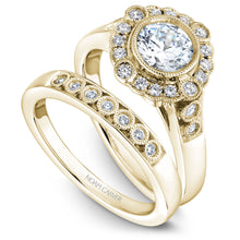 Load image into Gallery viewer, Noam Carver Yellow Gold Bezel Set Halo Engagement Ring with Milgrain (0.27 CTW)