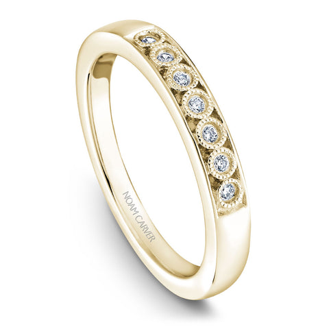 Noam Carver Yellow Gold Bezel Set Halo Engagement Ring Setting with Milgrain (0.27 CTW)