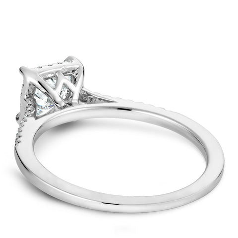 Noam Carver White Gold Princess Diamond Engagement Ring Setting with Halo (0.18 CTW)