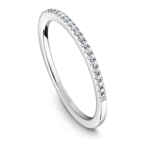 Noam Carver White Gold Princess Diamond Engagement Ring Setting with Halo (0.18 CTW)