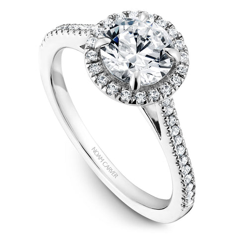 Noam Carver White Gold Diamond Engagement Ring Setting with Halo (0.22 CTW)
