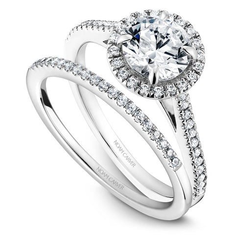 Noam Carver White Gold Diamond Engagement Ring Setting with Halo (0.22 CTW)
