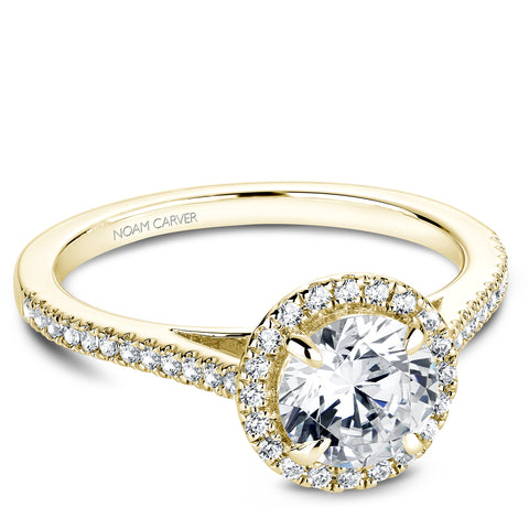 Noam Carver Yellow Gold Diamond Engagement Ring Setting with Halo (0.22 CTW)