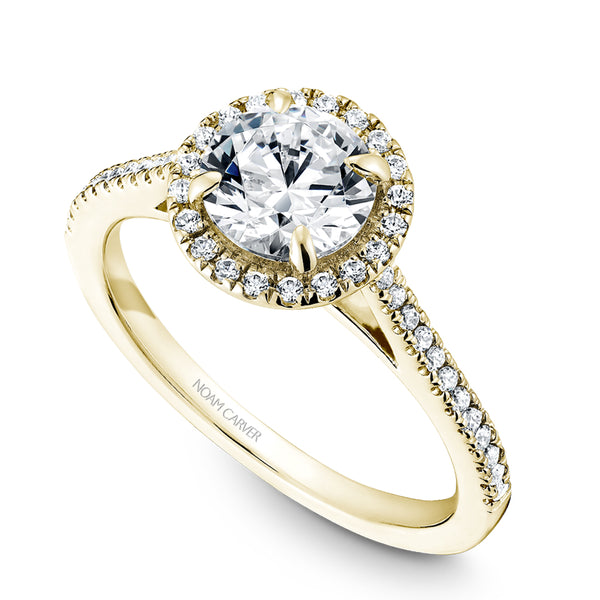 Noam Carver Yellow Gold Diamond Engagement Ring Setting with Halo (0.22 CTW)