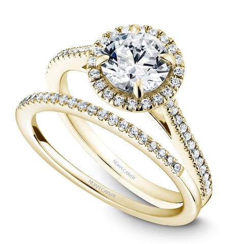 Noam Carver Yellow Gold Diamond Engagement Ring Setting with Halo (0.22 CTW)