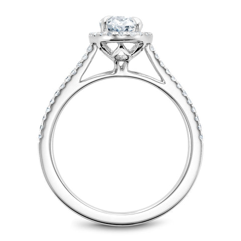 Noam Carver White Gold Diamond Engagement Ring Setting with Oval Center Stone and Halo (0.23 CTW)