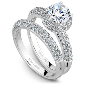 Noam Carver White Gold 3-Sided Diamond Engagement Ring with Triple Hal