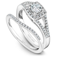 Load image into Gallery viewer, Noam Carver White Gold Split Shank Diamond Engagement Ring with Princess Halo (0.37 CTW)