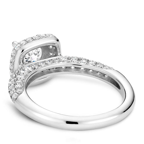 Noam Carver White Gold 3-Sided Diamond Engagement Ring Setting with Double Halo (0.96 CTW)