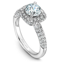 Load image into Gallery viewer, Noam Carver White Gold 3-Sided Diamond Engagement Ring with Double Halo (0.96 CTW)