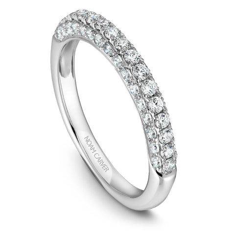 Noam Carver White Gold 3-Sided Diamond Engagement Ring Setting with Double Halo (0.96 CTW)