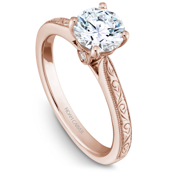 Noam Carver Rose Gold Carved Edge Engagement Ring Setting (0.04 CTW)