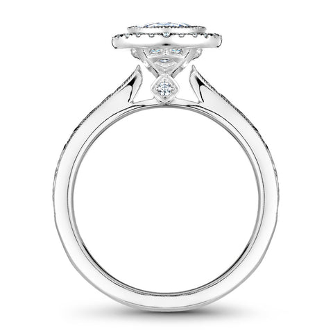 Noam Carver White Gold Bezel Set Halo Engagement Ring Setting (0.15 CTW)