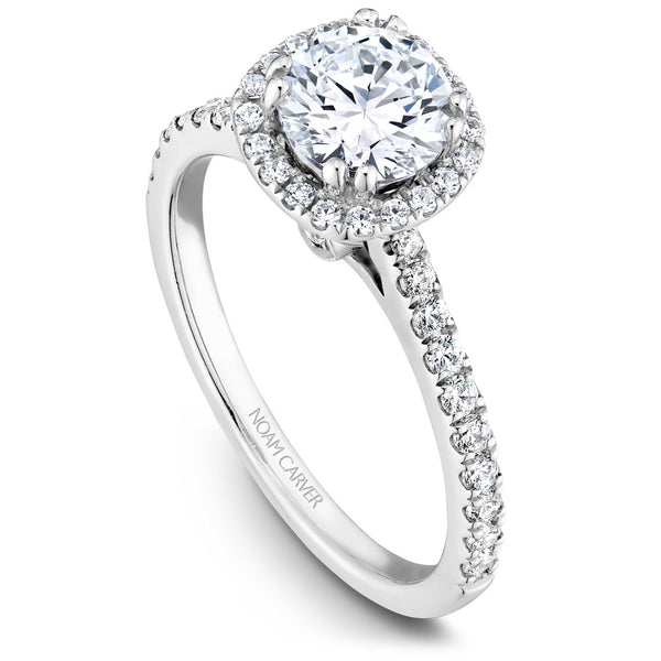 Noam Carver White Gold Diamond Engagement Ring Setting with Halo (0.38 CTW)