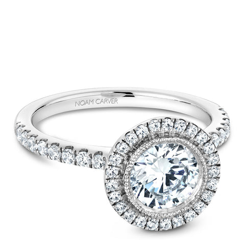 Noam Carver White Gold Diamond Engagement Ring Setting with Halo (0.41 CTW)