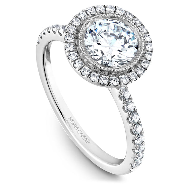 Noam Carver White Gold Diamond Engagement Ring Setting with Halo (0.41 CTW)