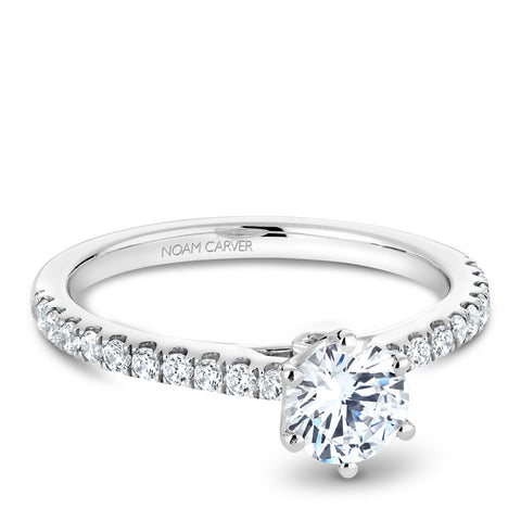 Noam Carver White Gold 6-Prong Diamond Engagement Ring (0.27 CTW)
