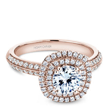 Load image into Gallery viewer, Noam Carver Rose Gold Knife Edge Diamond Engagement Ring with Double Halo (0.54 CTW)