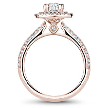 Load image into Gallery viewer, Noam Carver Rose Gold Knife Edge Diamond Engagement Ring with Double Halo (0.54 CTW)