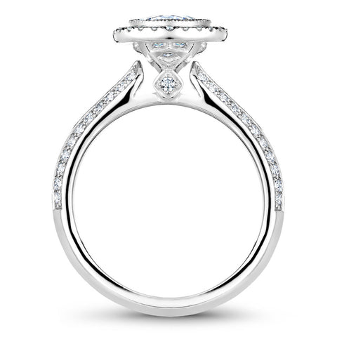Noam Carver White Gold Knife Edge Diamond Engagement Ring Setting with Halo (0.42 CTW)