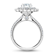 Load image into Gallery viewer, Noam Carver White Gold Floral Double Halo Engagement Ring with Knife Edge Diamond Shank (0.77 CTW)