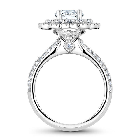 Noam Carver White Gold Floral Double Halo Engagement Ring Setting with Knife Edge Diamond Shank (0.77 CTW)