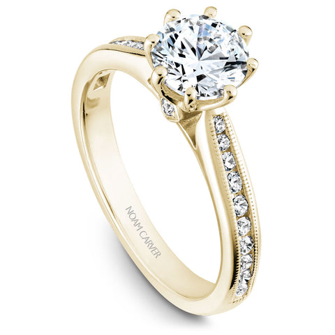 Noam Carver Yellow Gold 8-Prong Channel Set Diamond Engagement Ring Setting  (0.25 CTW)