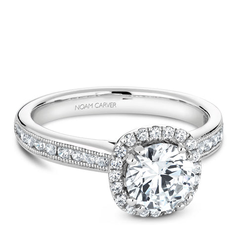 Noam Carver White Gold Diamond Engagement Ring Setting with Halo (0.36 CTW)