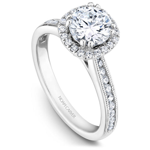 Noam Carver White Gold Diamond Engagement Ring Setting with Halo (0.36 CTW)