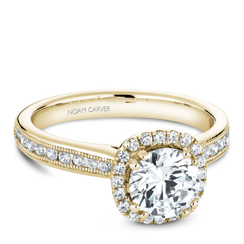 Noam Carver Yellow Gold Diamond Engagement Ring Setting with Halo (0.36 CTW)