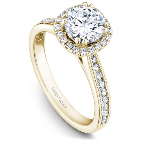 Noam Carver Yellow Gold Diamond Engagement Ring Setting with Halo (0.36 CTW)