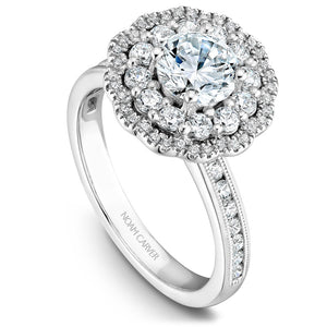 Noam Carver White Gold Floral Double Halo Engagement Ring (0.81 CTW)