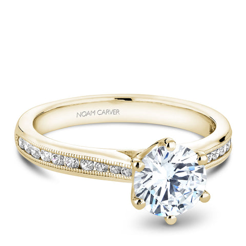 Noam Carver Yellow Gold 6-Prong Channel Set Diamond Engagement Ring Setting (0.25 CTW)