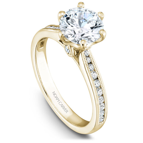 Noam Carver Yellow Gold 6-Prong Channel Set Diamond Engagement Ring Setting (0.25 CTW)