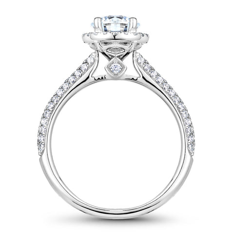 Noam Carver White Gold 3-Row Diamond Engagement Ring Setting with Halo (0.58 CTW)