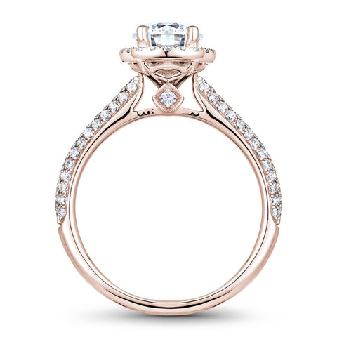 Noam Carver Rose Gold 3-Row Diamond Engagement Ring Setting with Halo (0.58 CTW)