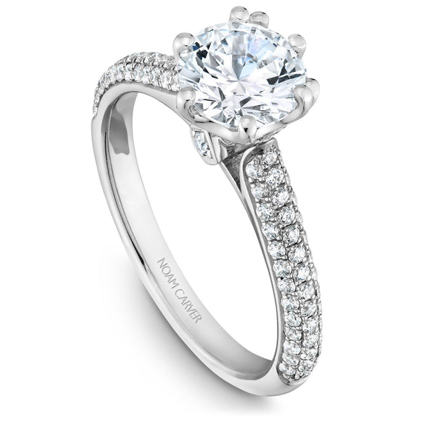Noam Carver White Gold 6 Prong Pave Diamond Engagement Ring Setting (0.44 CTW)